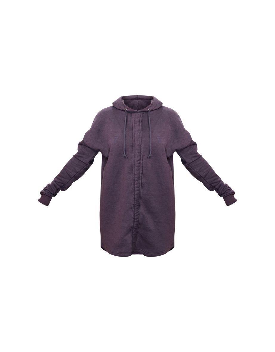 Charcoal Ruched Hooded Jumper Dress - 4