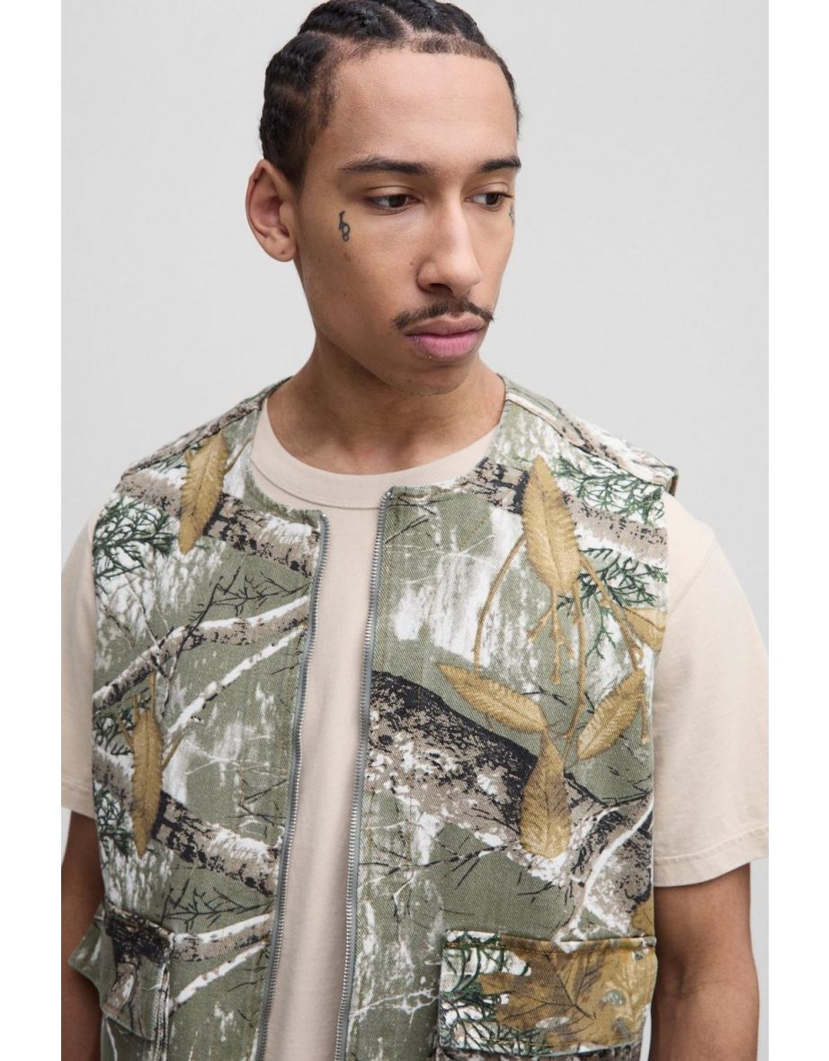 Regular Forest Camo Cargo Pocket Utility Vest - 2