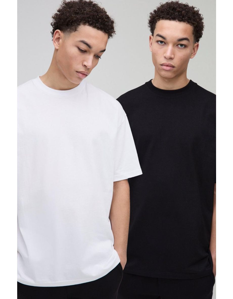 2 Pack Oversized Heavyweight Crew Neck T-Shirts - mono