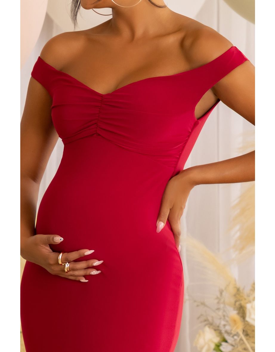 Berry Maternity Maternity Off The Shoulder Maxi Dress - 4