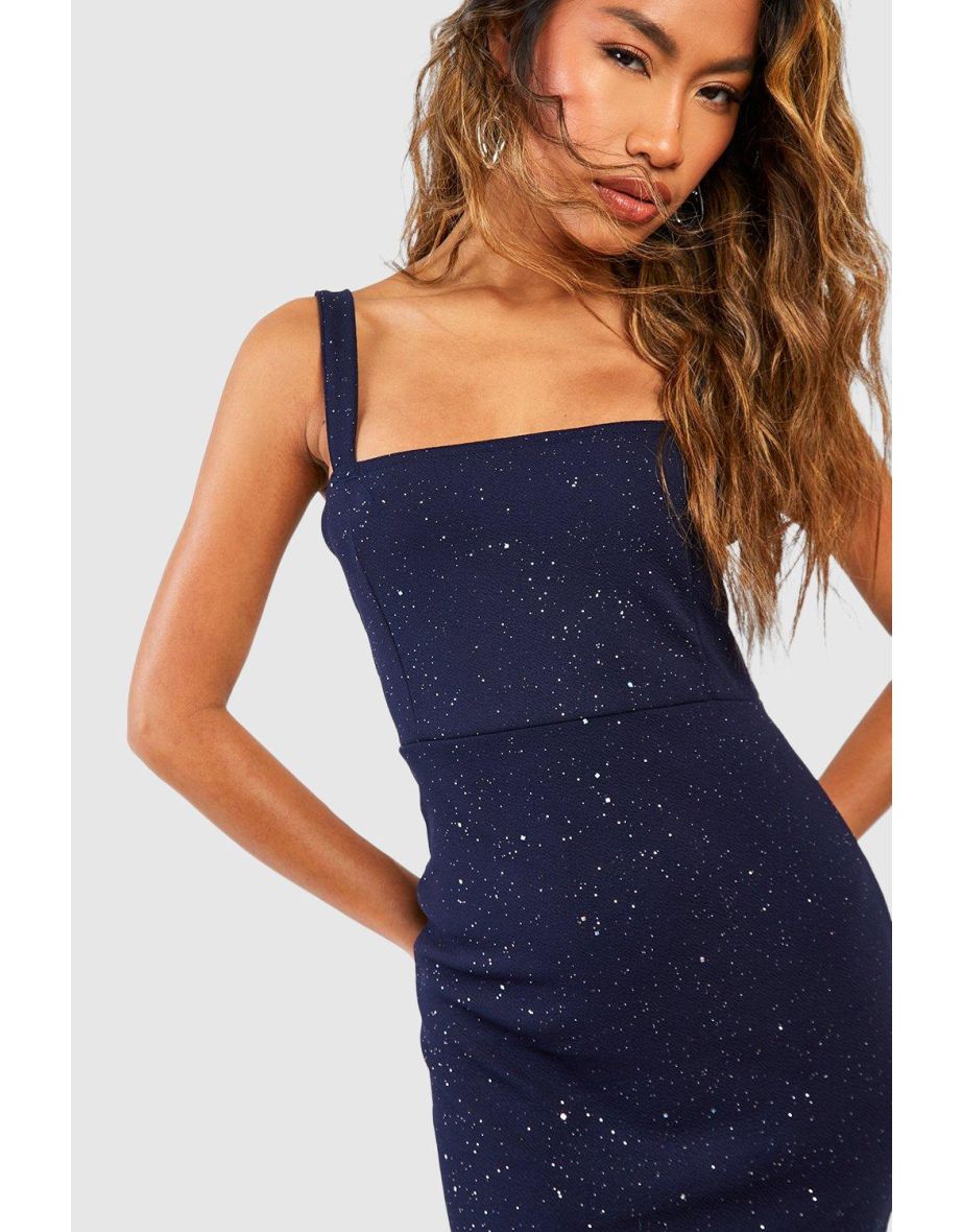 Glitter Crepe Strappy Maxi Dress - 3