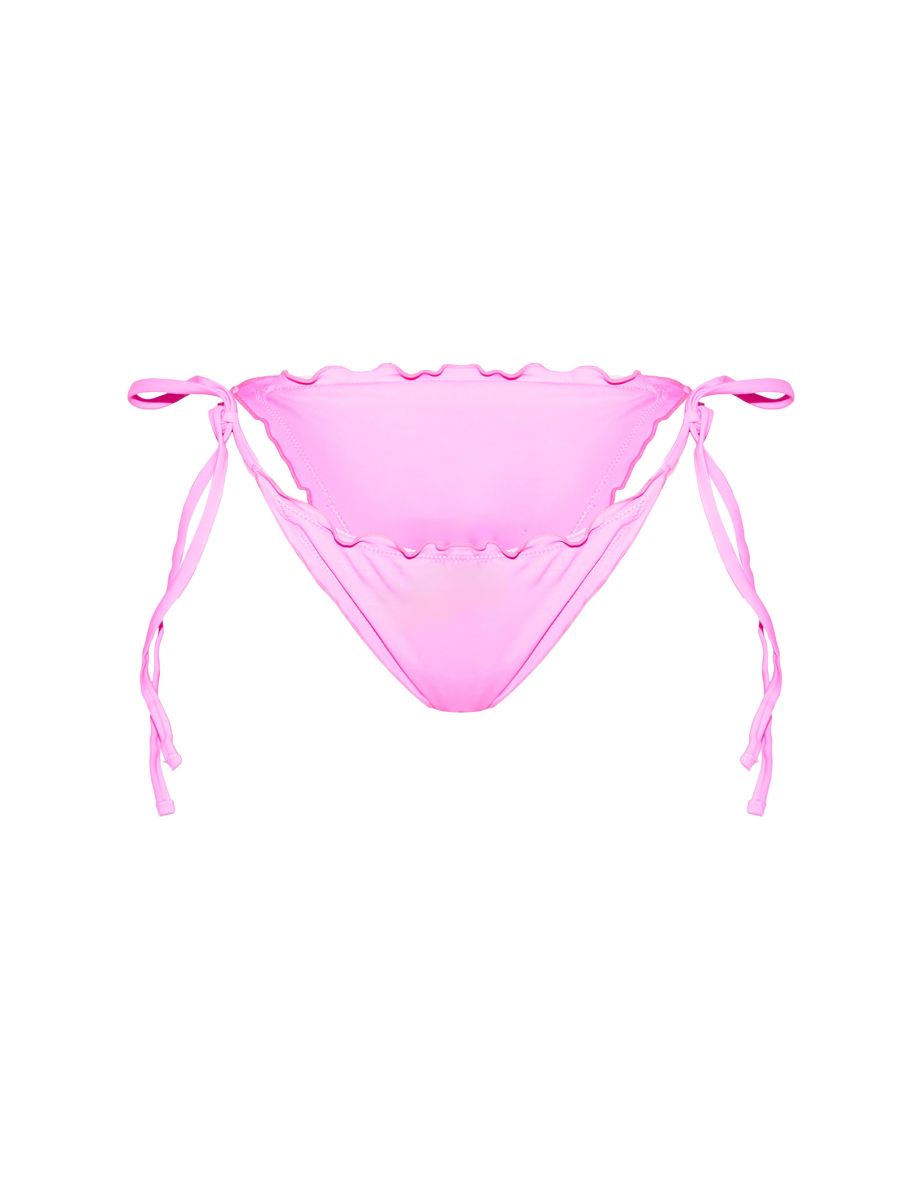 Hot Pink Frill Edge Tanga Bikini Bottoms - 4