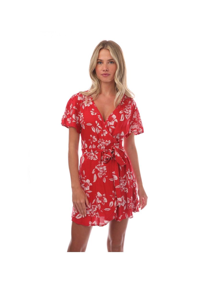 Women's Superdry Vintage Mini Wrap Dress in Red