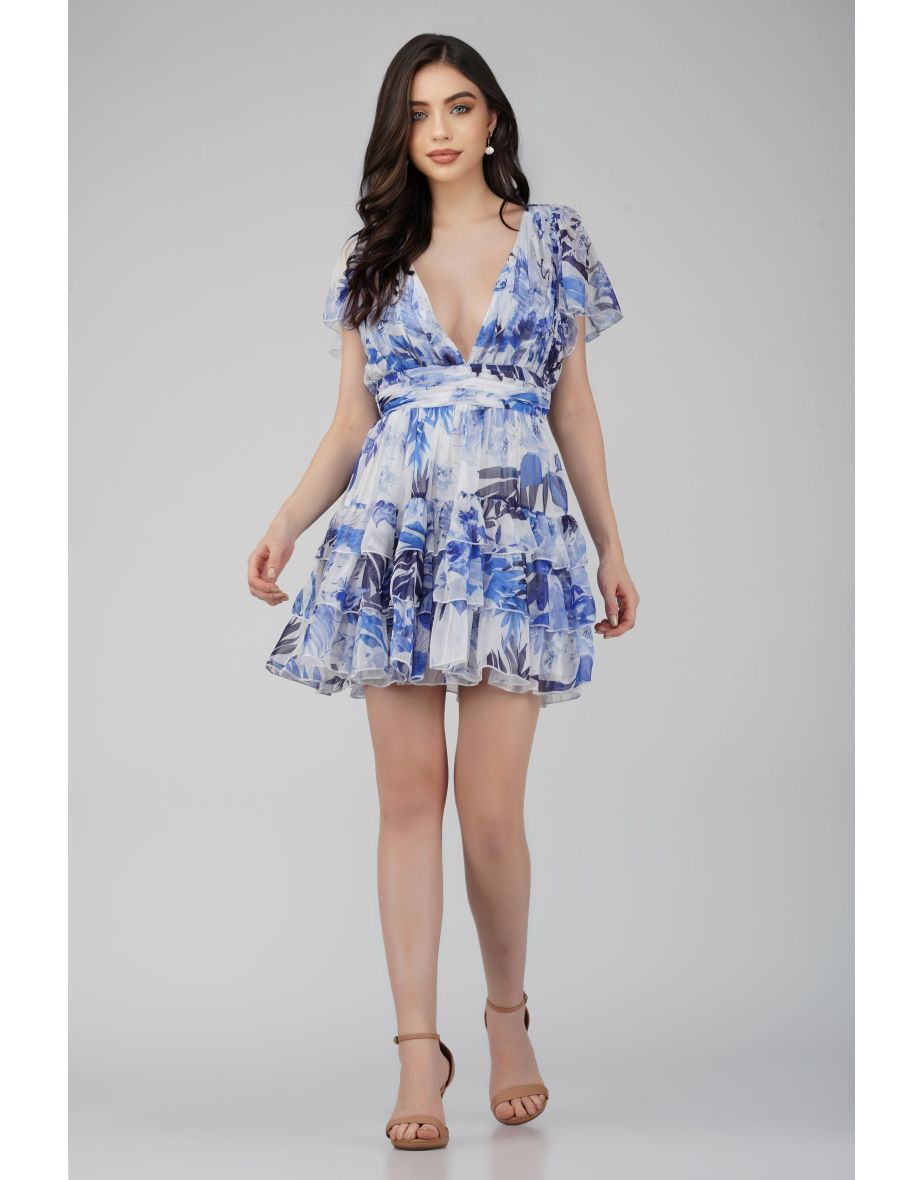 Madison Blue Printed Chiffon Mini Dress - 3