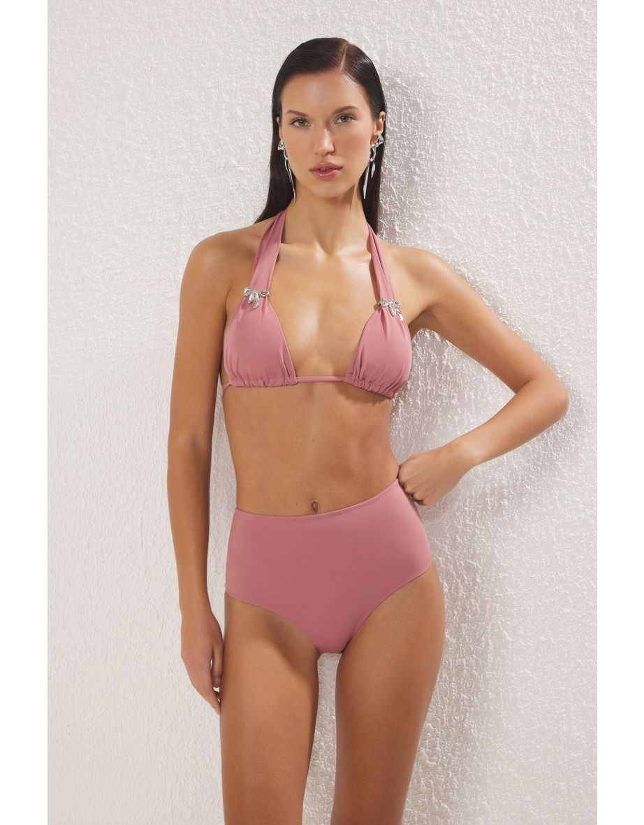 Pink Abstract Patterned High Waist Hipster Mix&Match Bikini Bottom
