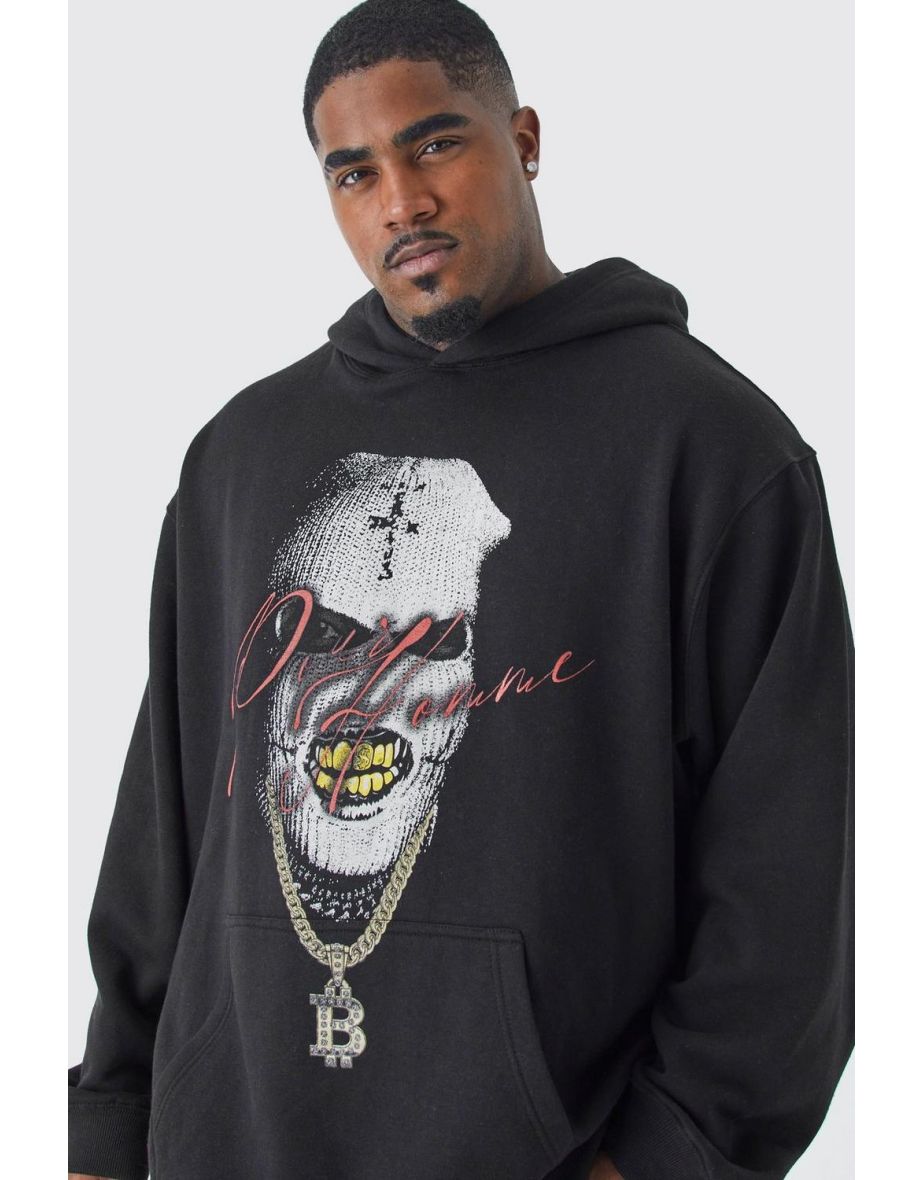 Plus Oversized Mask Graphic Hoodie - 2