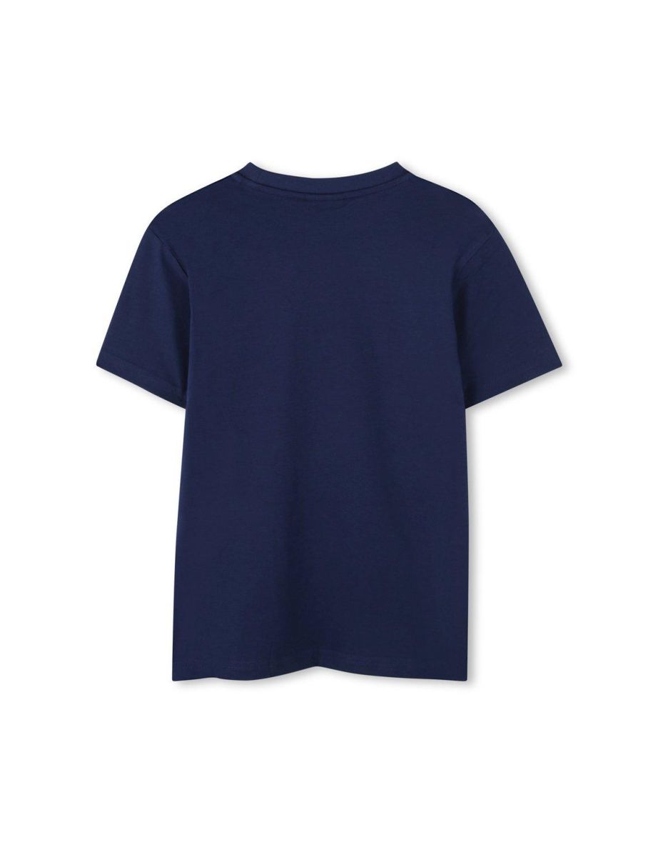 Hugo Boys Large Box Logo Short Sleeve T-shirt Medieval Blue - navy - 1