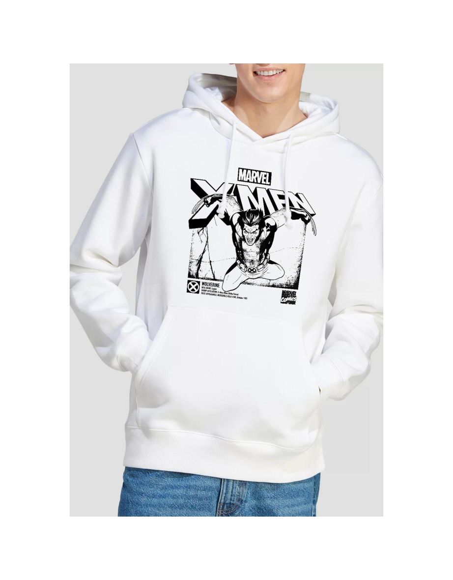 Marvel Mens X-Men Wolverine Jump Hoodie - White