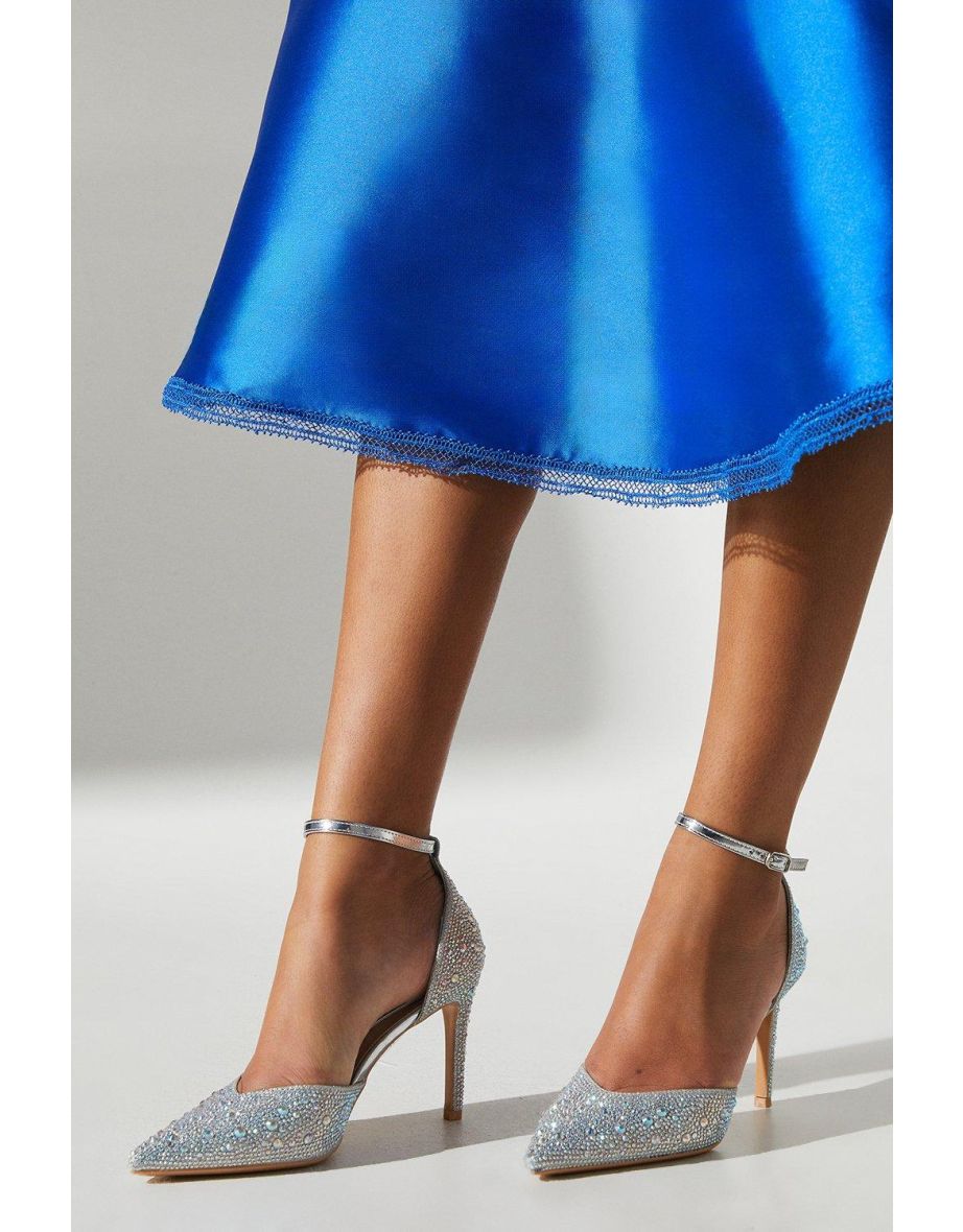 Tanisha Diamante Sweetheart Ankle Strap Court Shoe