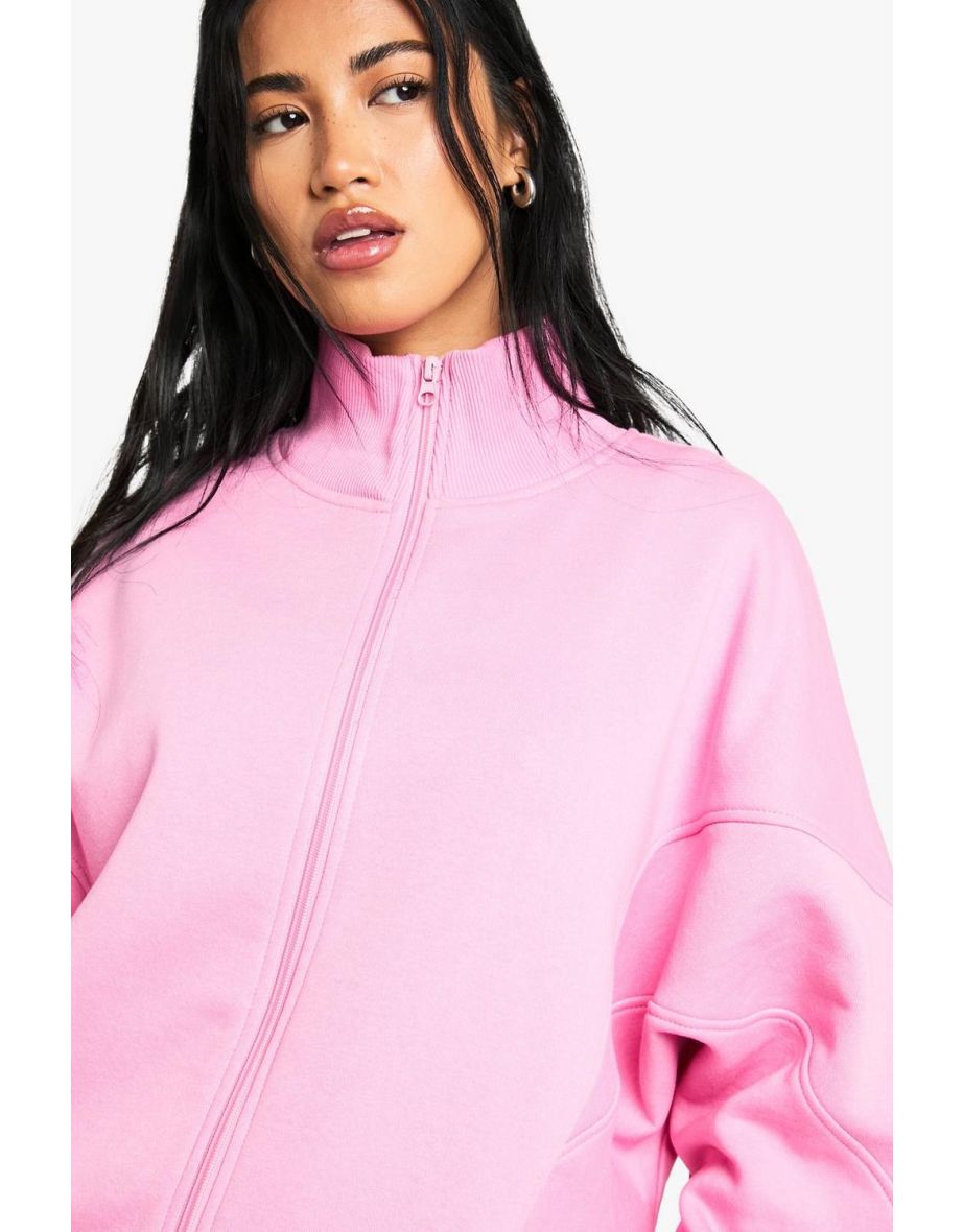 Zip Through High Neck Sweatshirt - pink - 3