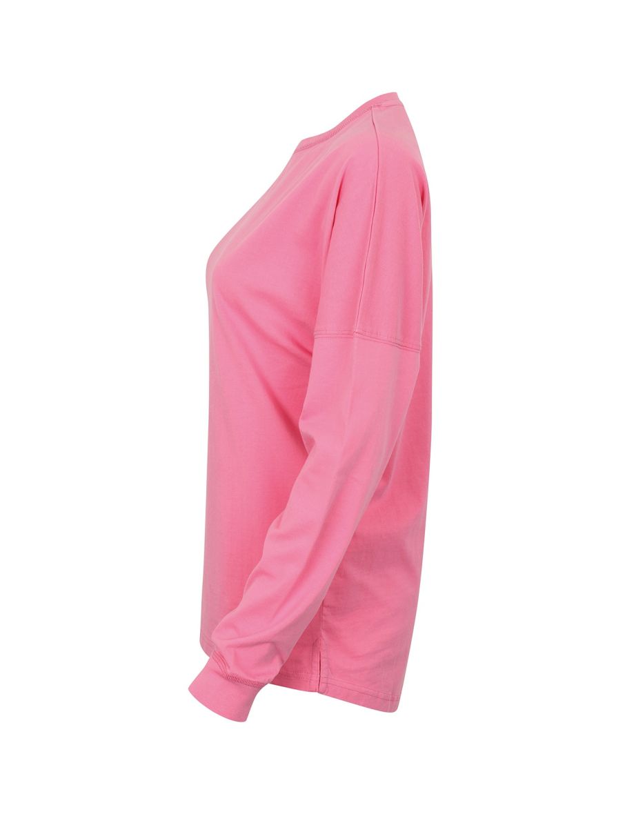 Skinnifit Mens Drop Shoulder Slogan Top - Bright Pink - 1