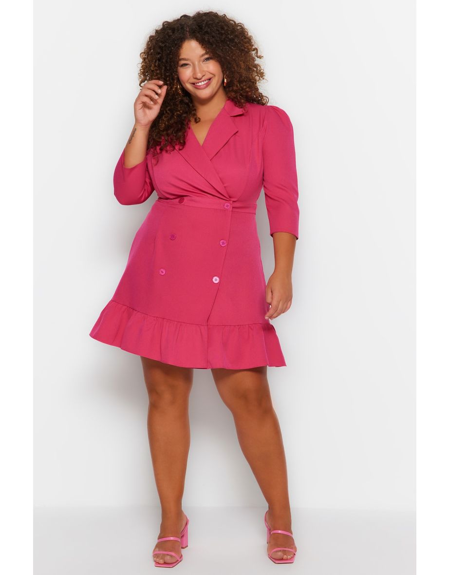 Shop Plus Size Curve A Line Midi Blazer Dress Pink Online in Bahrain VogaCloset