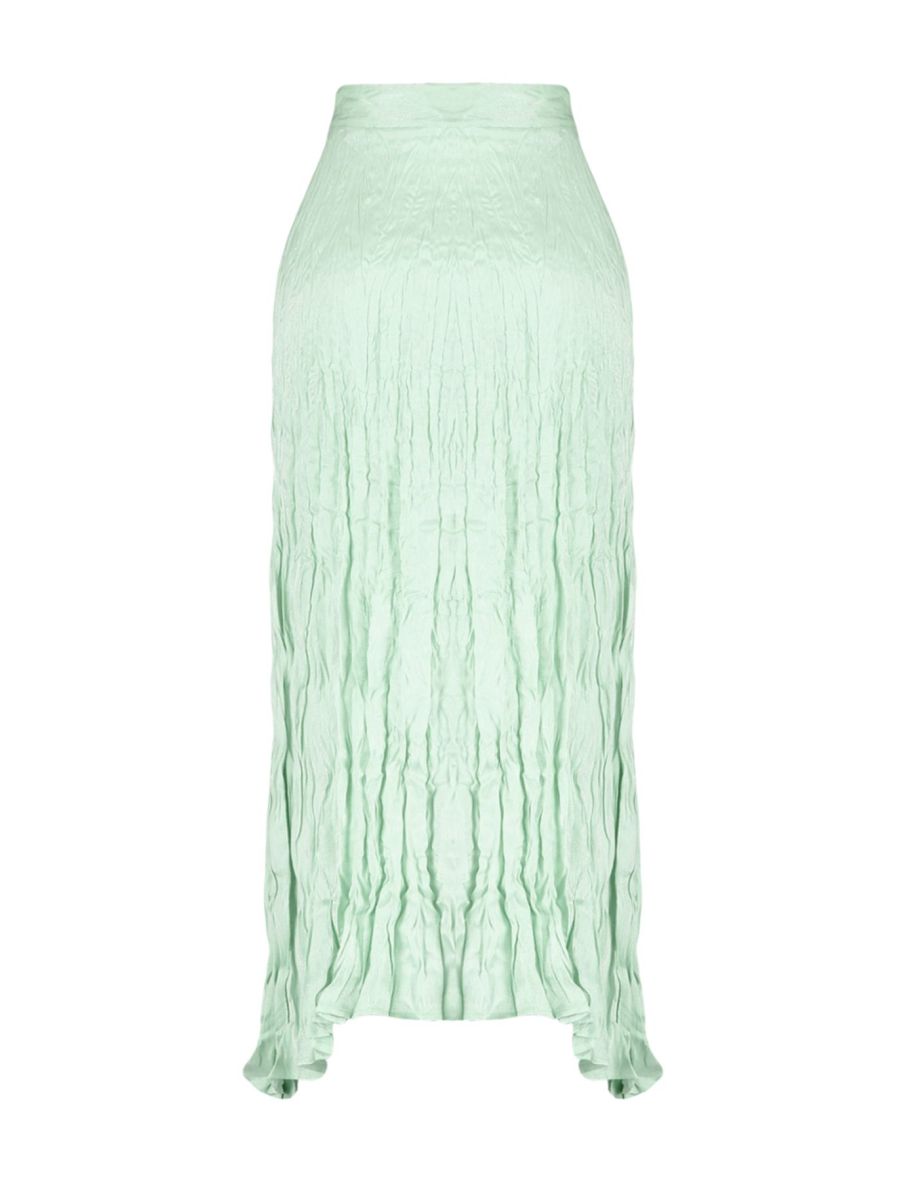 Mint Pleated Satin Woven Skirt - 7