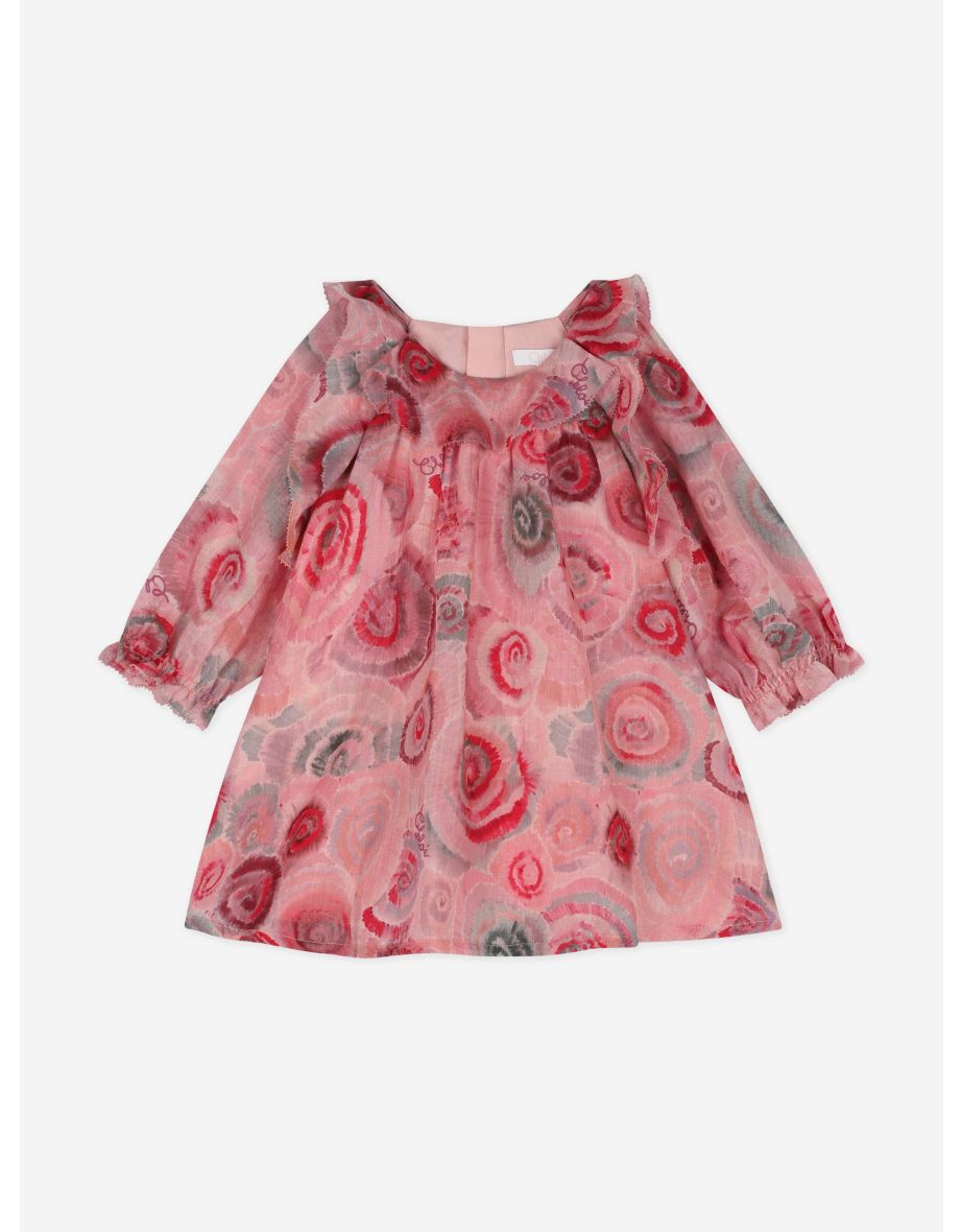 Chloé Baby Girls Spiral Print Ceremony Dress in Pink