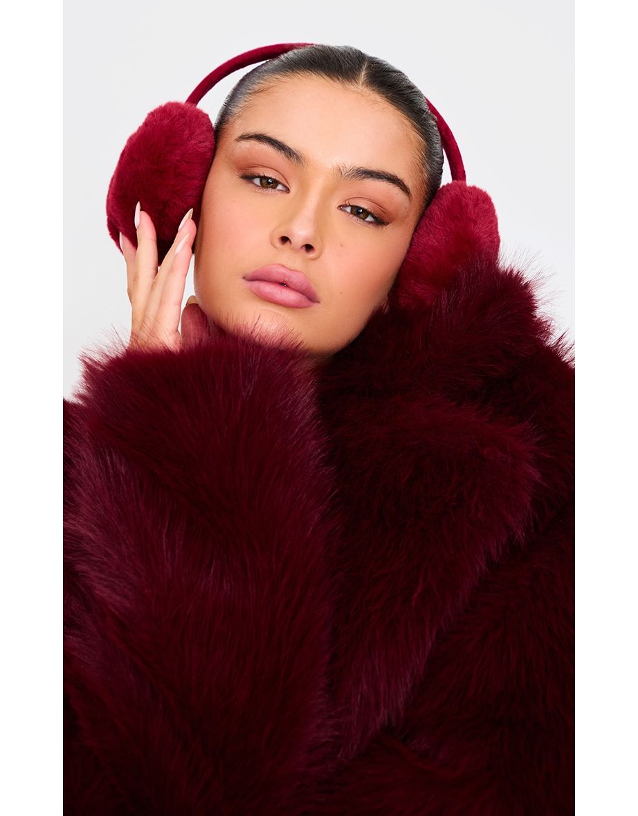 Burgundy Faux Fur Ear Muffs