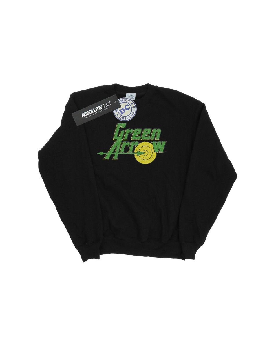 Shop DC Comics Boys Green Arrow Crackle Logo Sweatshirt Black Online in Qatar VogaCloset