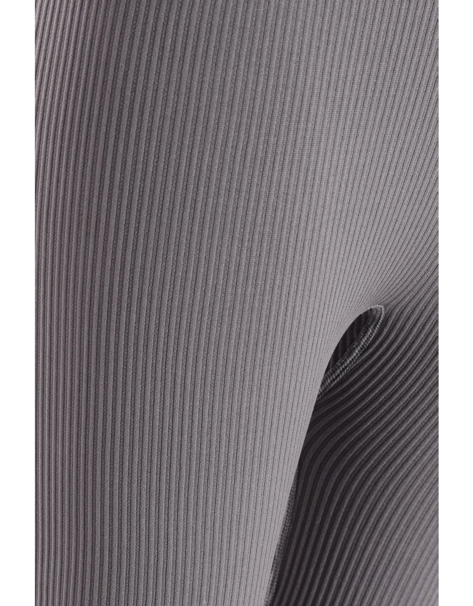 Grey Knit Ribbed Leggings - 5