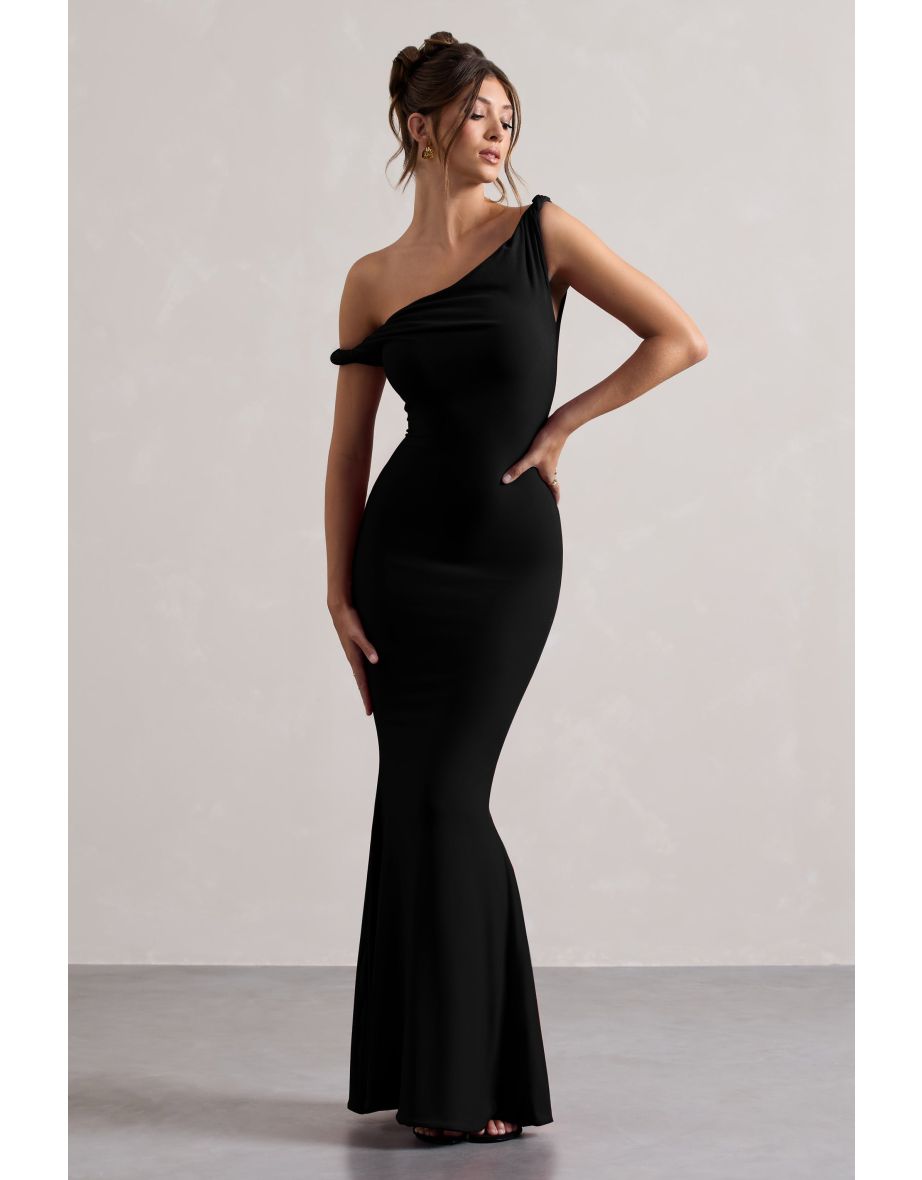 Lita | Black Twisted Asymmetric Maxi Dress