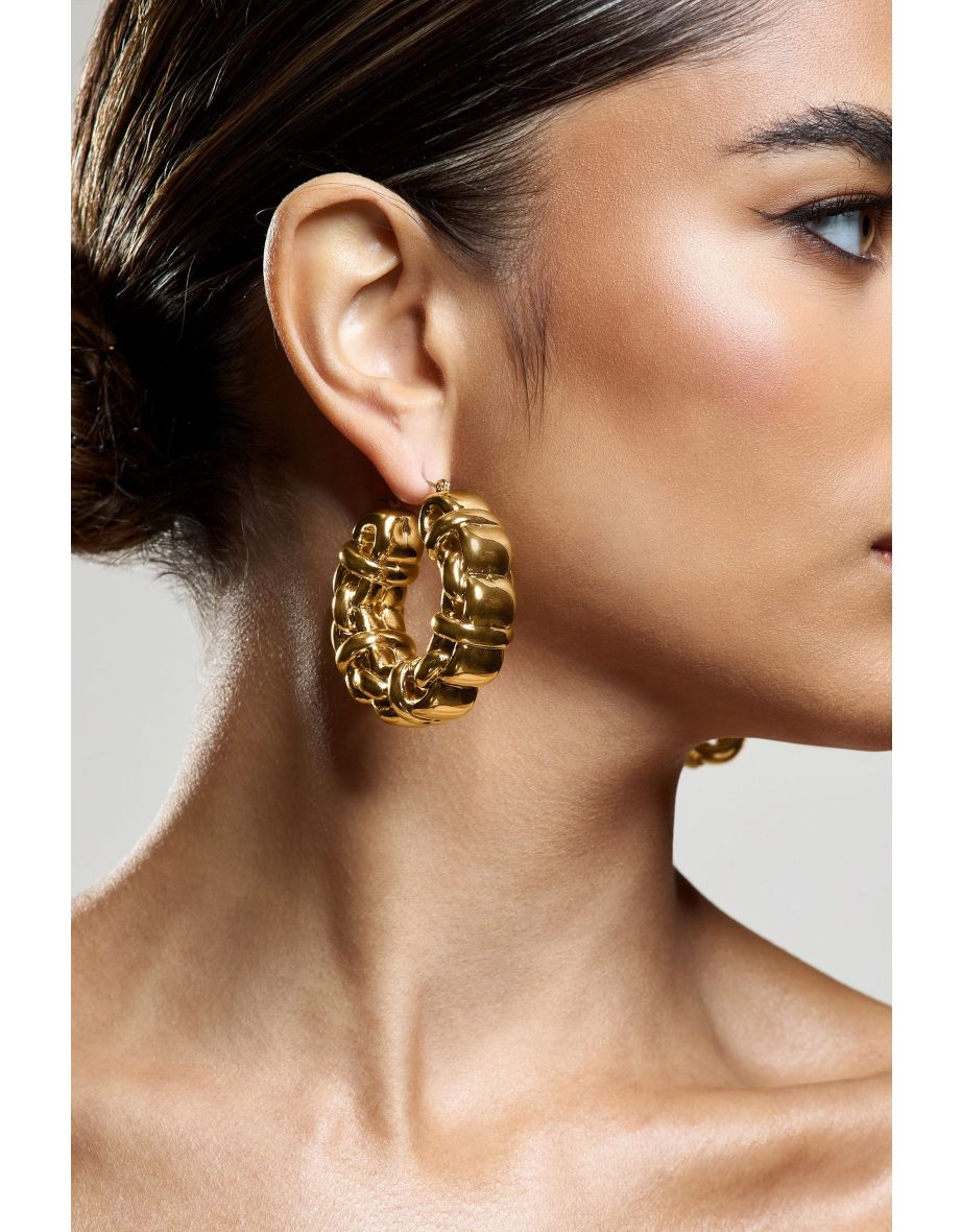 Orli | Gold Chunky Chain Hoop Earrings - 3