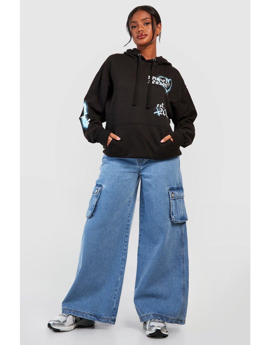 Nouvelle Season Graffiti Slogan Oversized Hoodie - black - 2