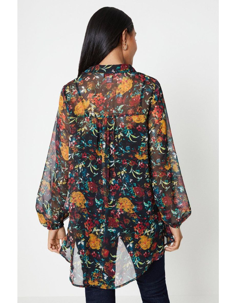Petite Black Floral High Low Shirt - 2