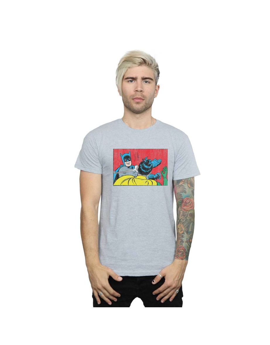 DC Comics Mens Batman Robin Slap T-Shirt - Sports Grey