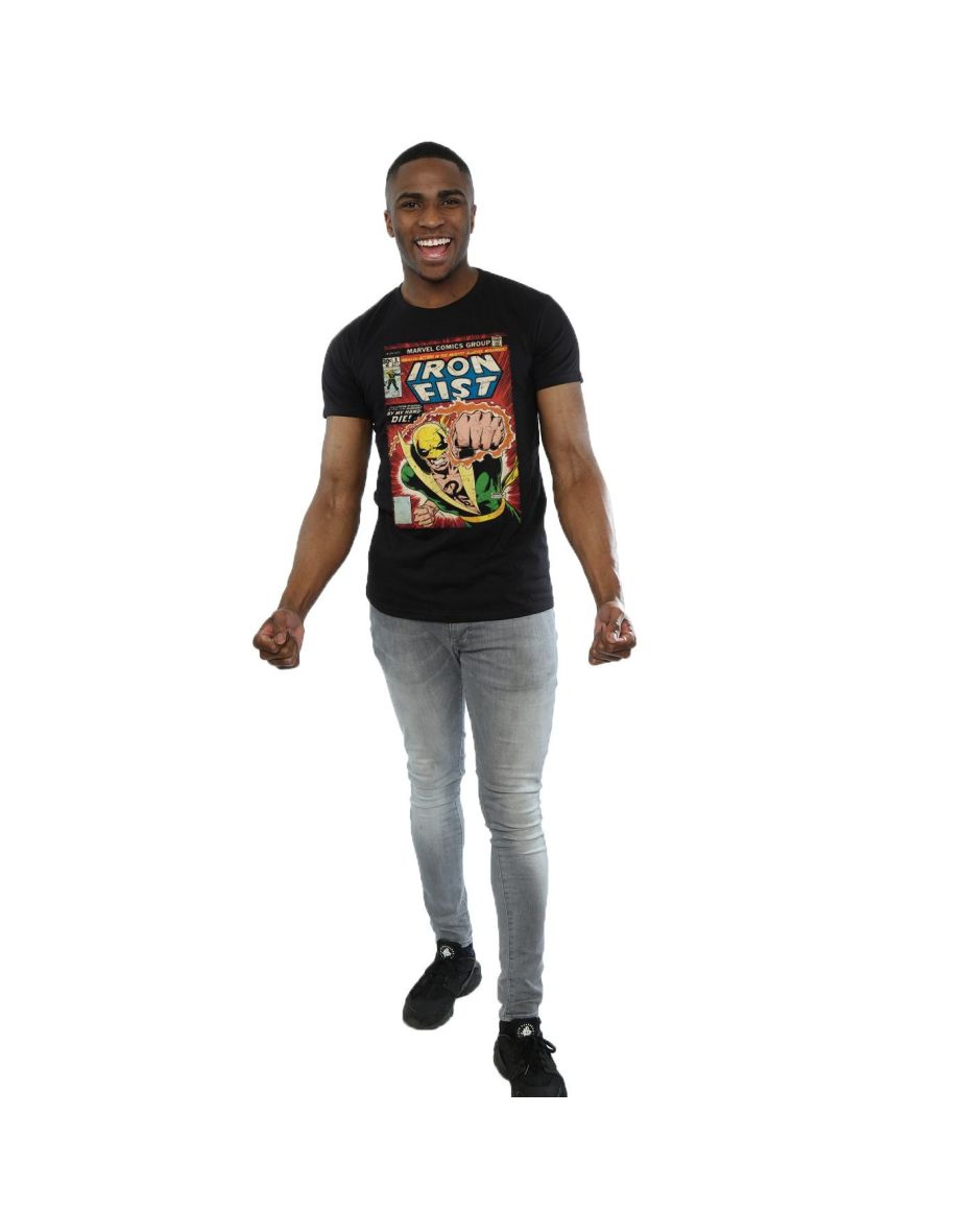 Marvel Mens Iron Fist Cover T-Shirt - Black