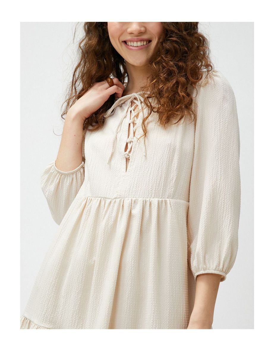 Grey A-Line Midi Smock Dress - 5