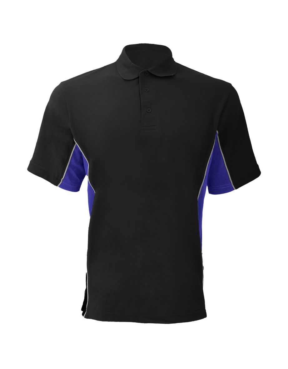 Gamegear® Mens Track Pique Short Sleeve Polo Shirt Top - Black/Royal/White