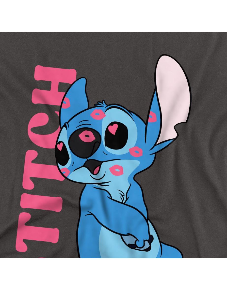 Lilo & Stitch  Adult Covered In Kisses T-Shirt - Charcoal - 2