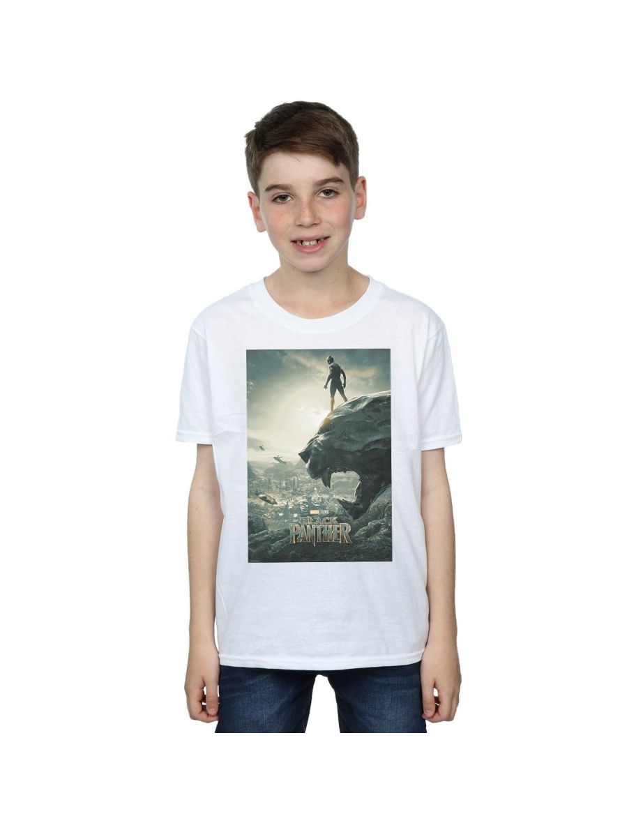 Marvel Boys Black Panther Poster T-Shirt - White