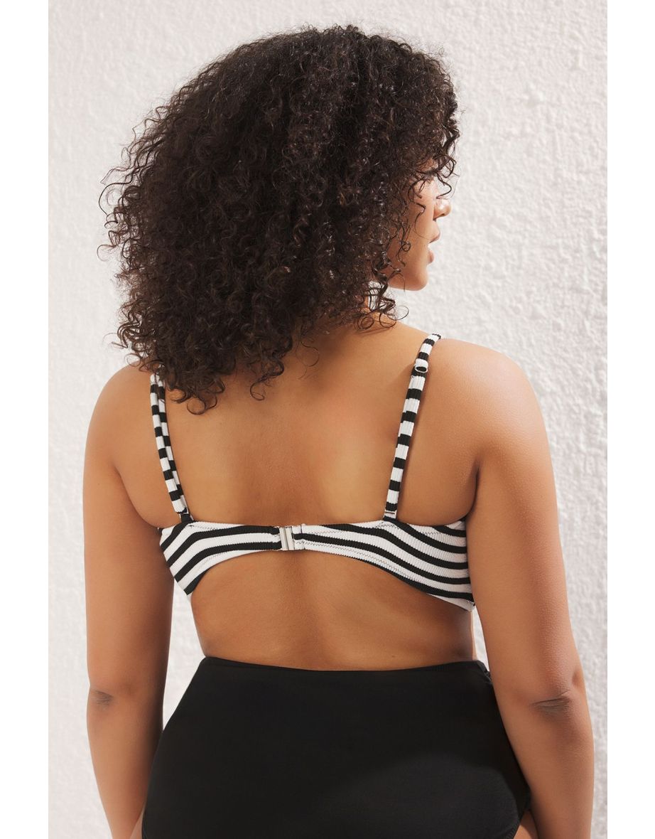 Multicolored Striped Rope Strap Staplez Plus Size Bikini Top - 6