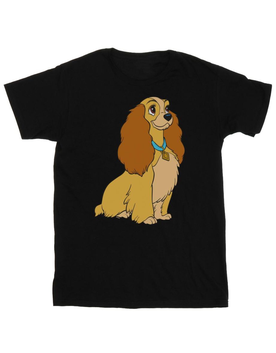 Disney Girls Lady And The Tramp Lady Spaghetti Heart Cotton T-Shirt - Black - 1