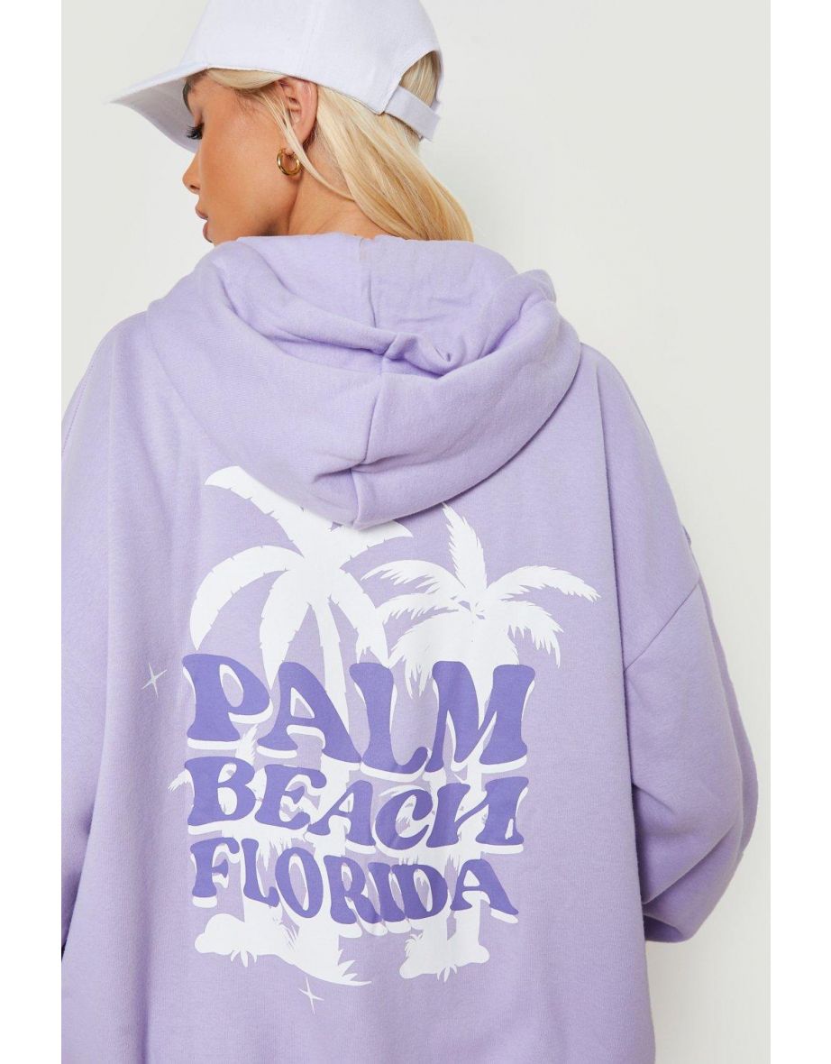 Palm Beach Florida Oversized Hoodie - lilac - 3