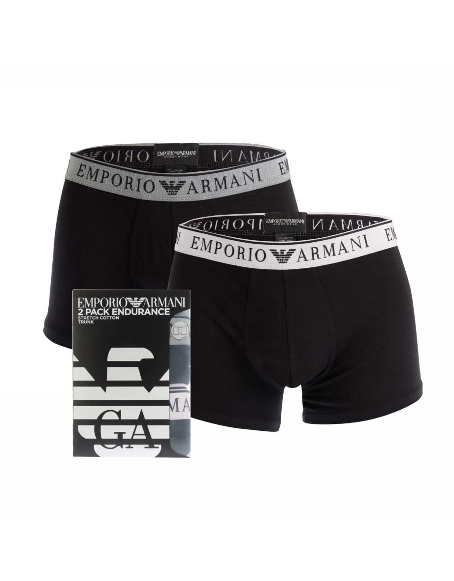 Shop Men s Emporio Armani 2 Pack of Trunks in Black Online in Bahrain VogaCloset