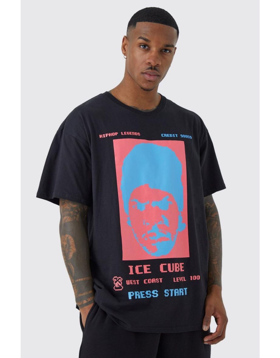 Oversized Pixel Ice Cube License T-shirt - black