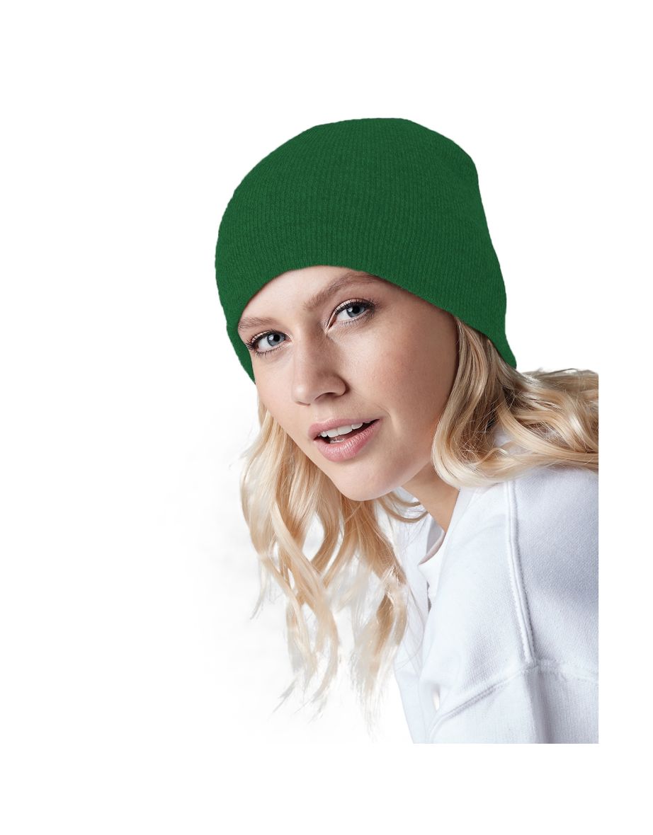 Beechfield Plain Basic Knitted Winter Beanie Hat - Bottle Green - 2