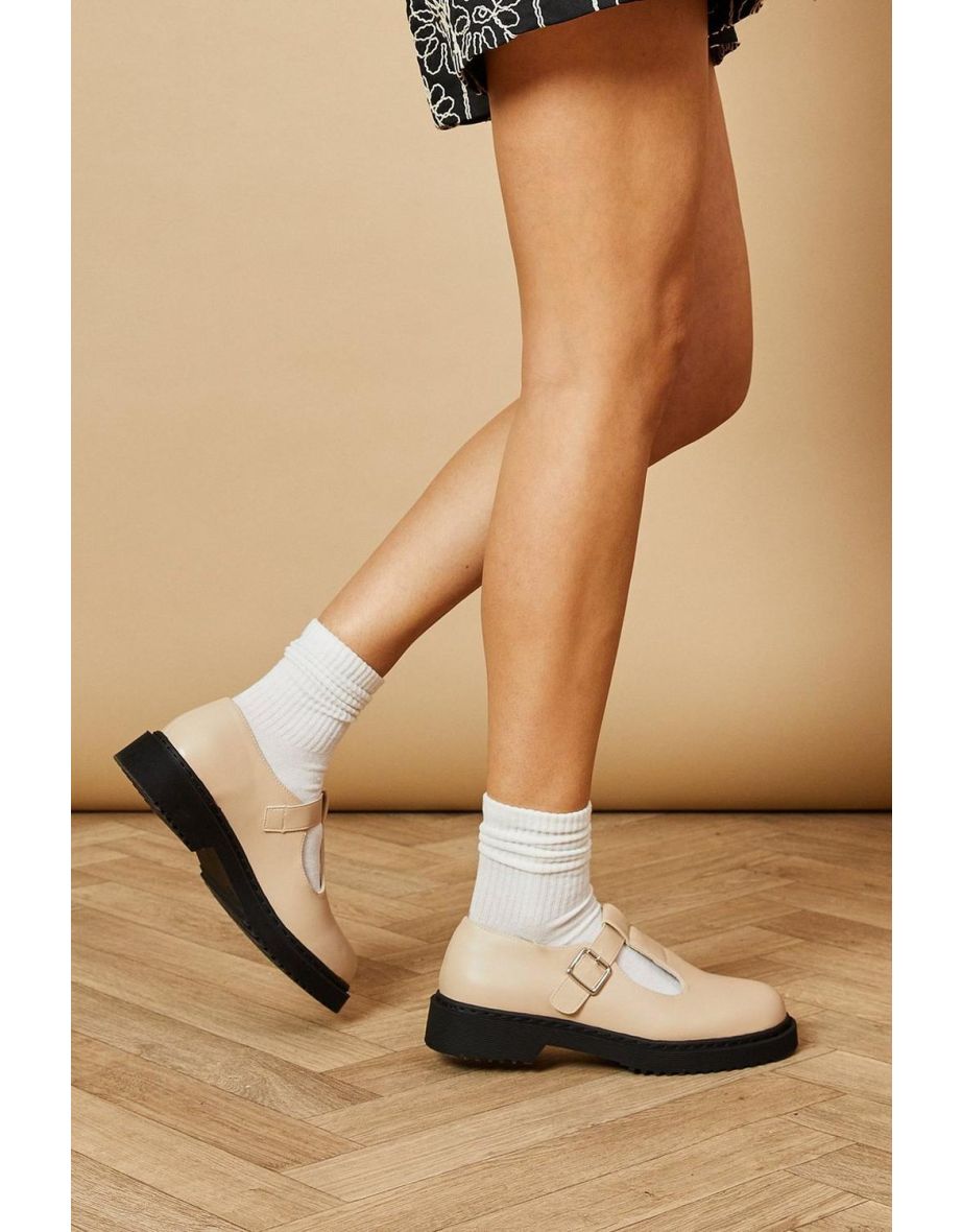 Clio Faux Leather T Bar Mary Jane Chunky Shoes - 3
