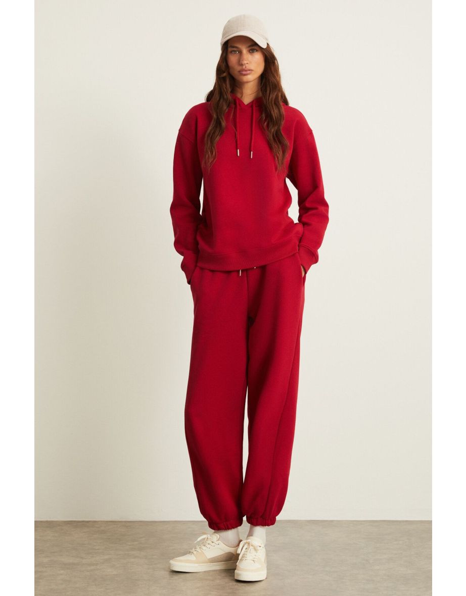 SHERI Women's 3 Yarn Inner Raised Soft Warm Red Sweatpants