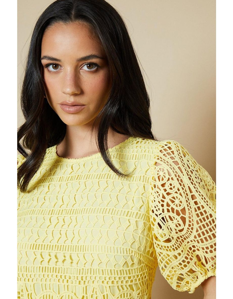 Lace Puff Sleeve Dress - 3