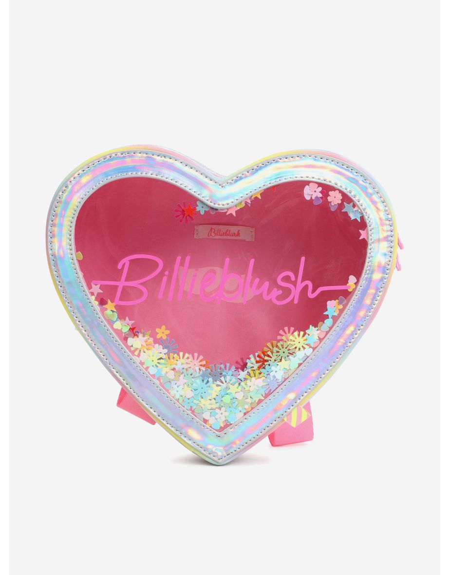 Girls Iridescent Confetti Heart Backpack in White (24cm)