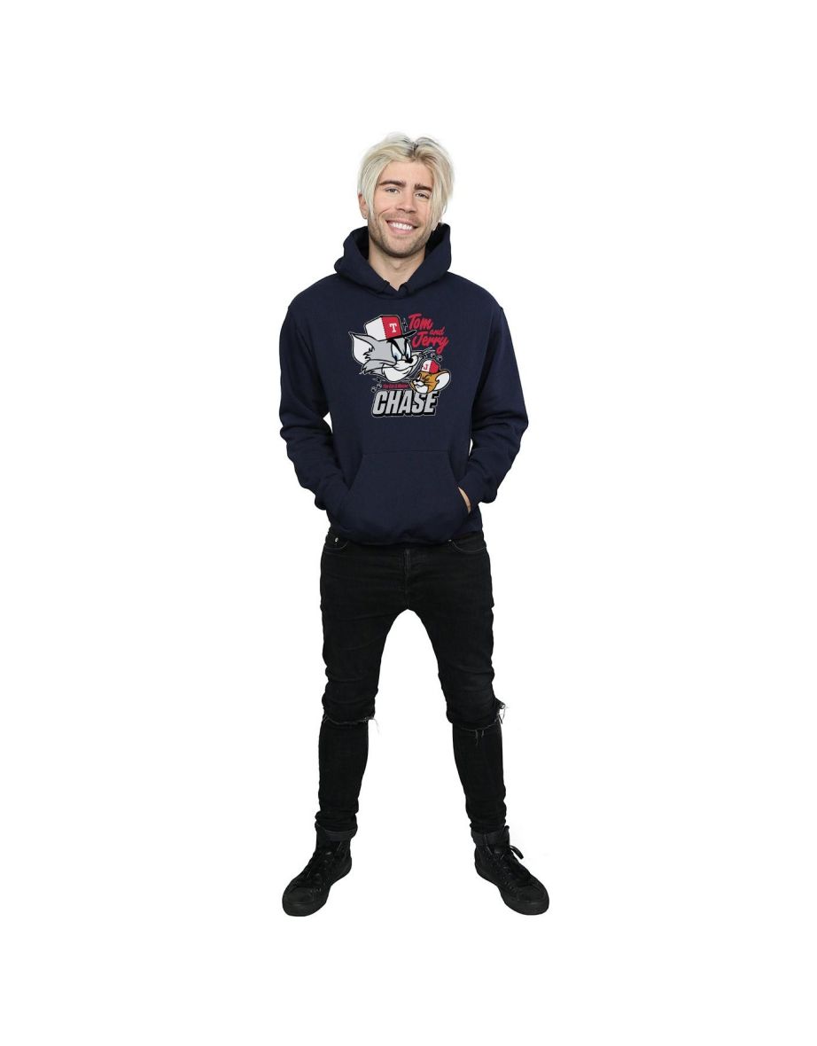 Tom And Jerry Mens Cat & Mouse Chase Hoodie - Navy Blue - 3