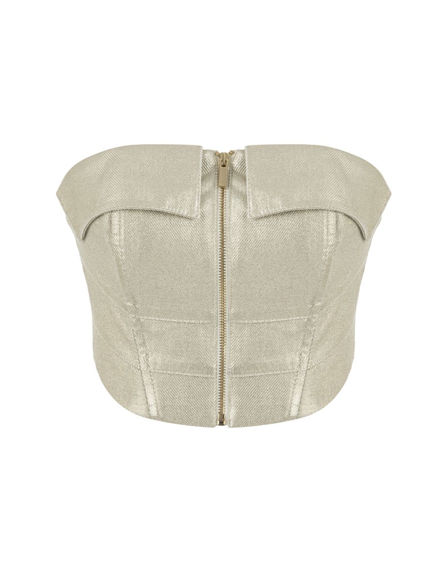 Metallic Look Crop Top - 5