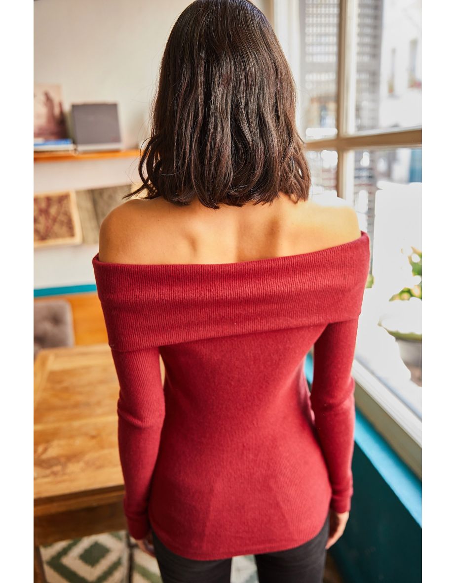 Women's Claret Red Madonna Collar Sharding Camisole Camisole - 4