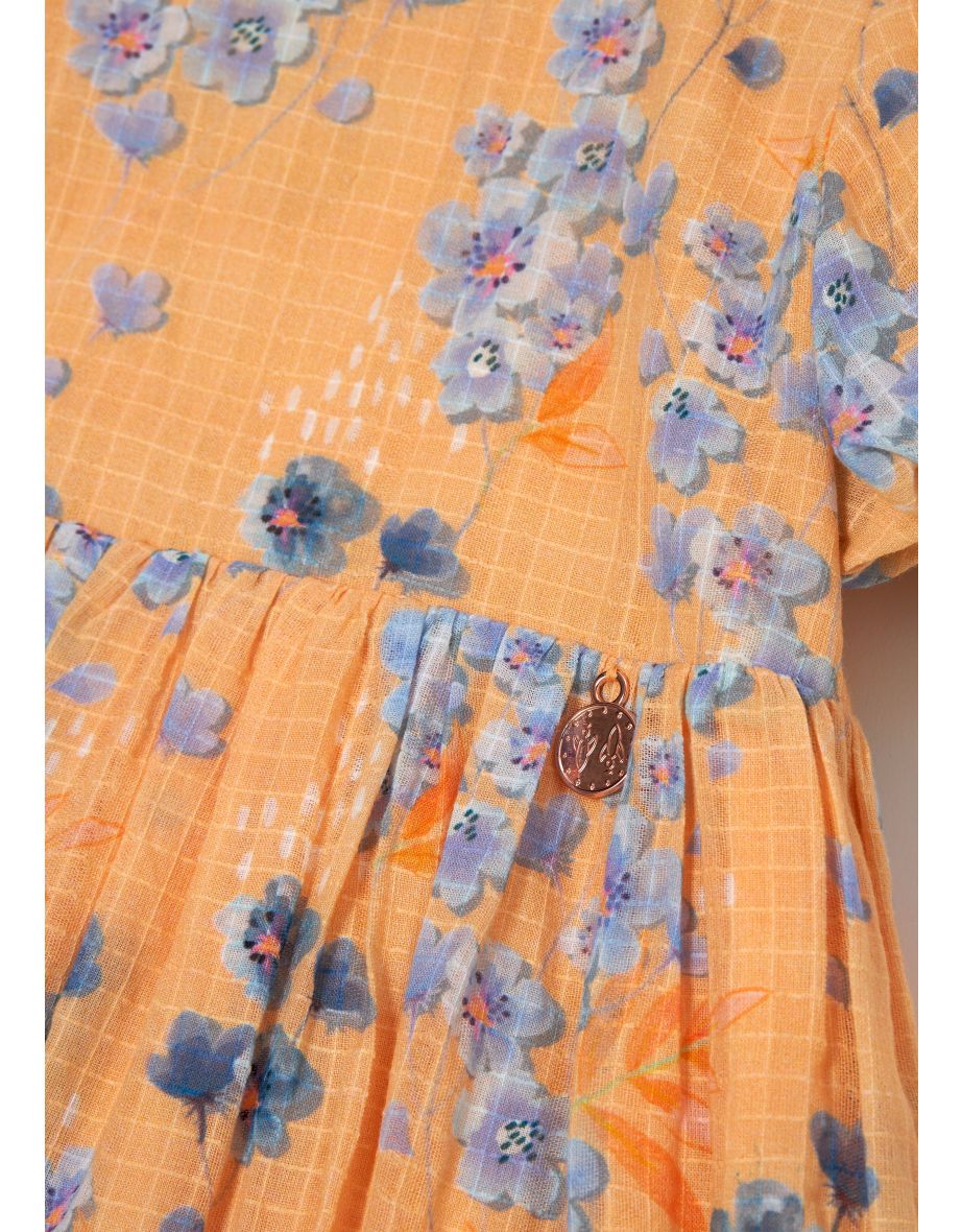 Simone Apricot Textured Print Dress - 5