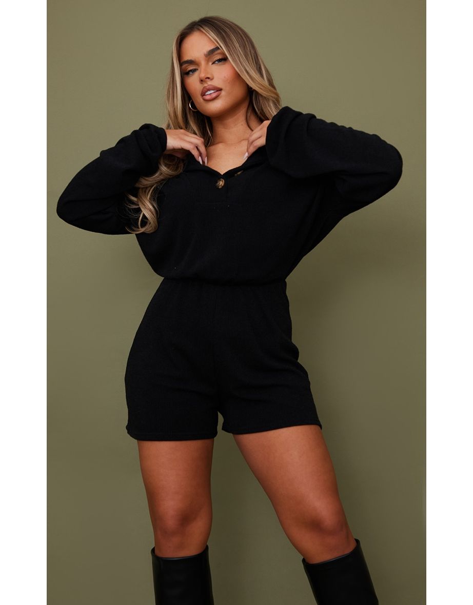 Black long sleeve playsuit online