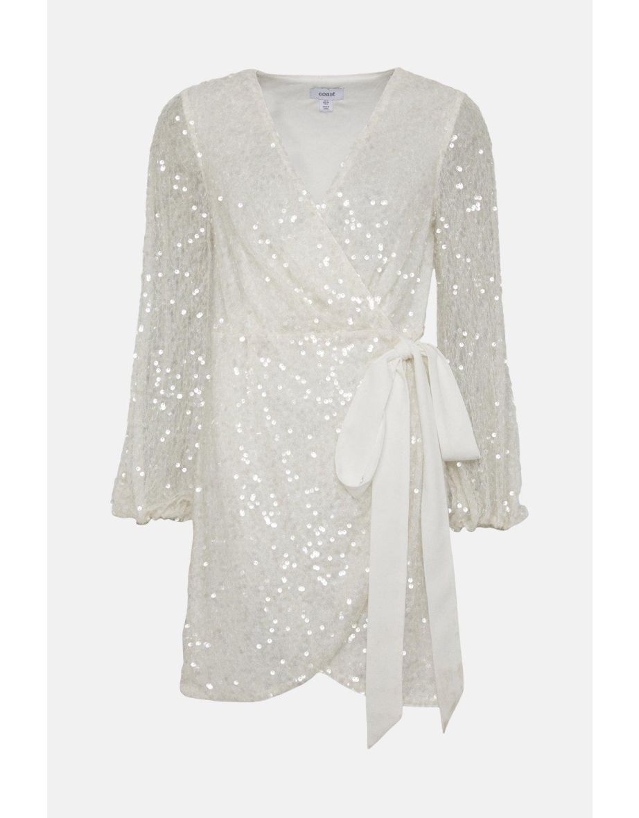 Belted Sequin Mini Dress With Balloon Sleeve - 3