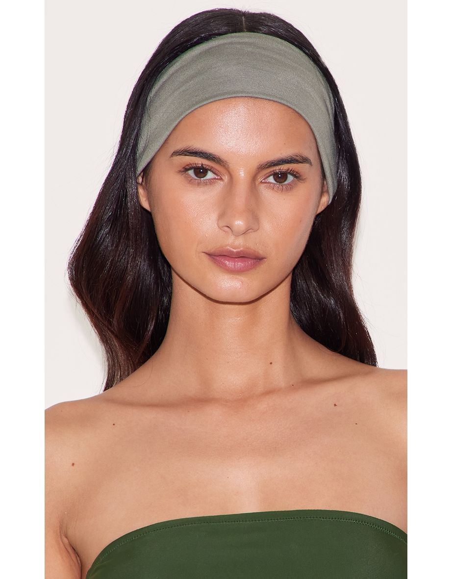 Khaki Wide Jersey Headband - 2