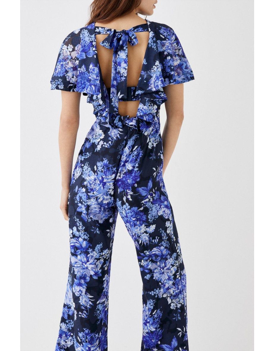 Bow Back Ruffle Shoulder Jumpsuit - 2