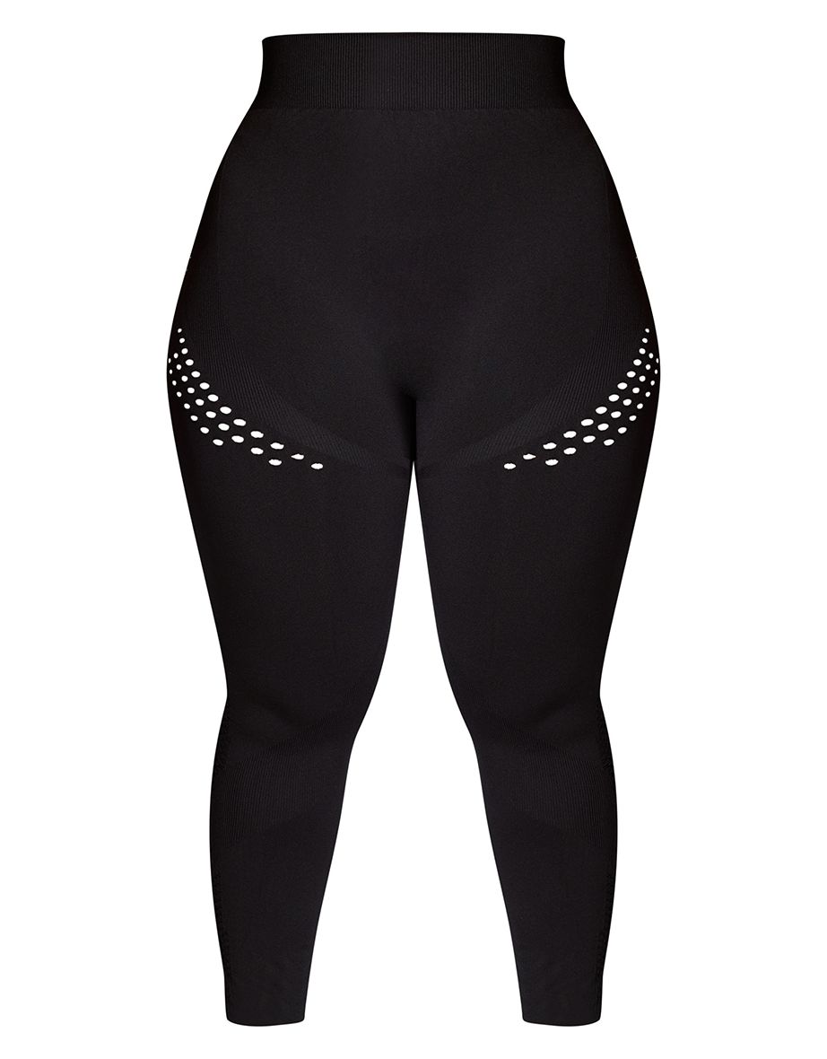 PLT SPORT Plus Black Seamless Distressed Panel Leggings - 4
